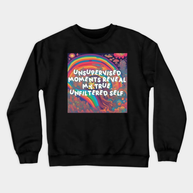 Unsupervised moments reveal my true, unfiltered self. Crewneck Sweatshirt by Mojakolane